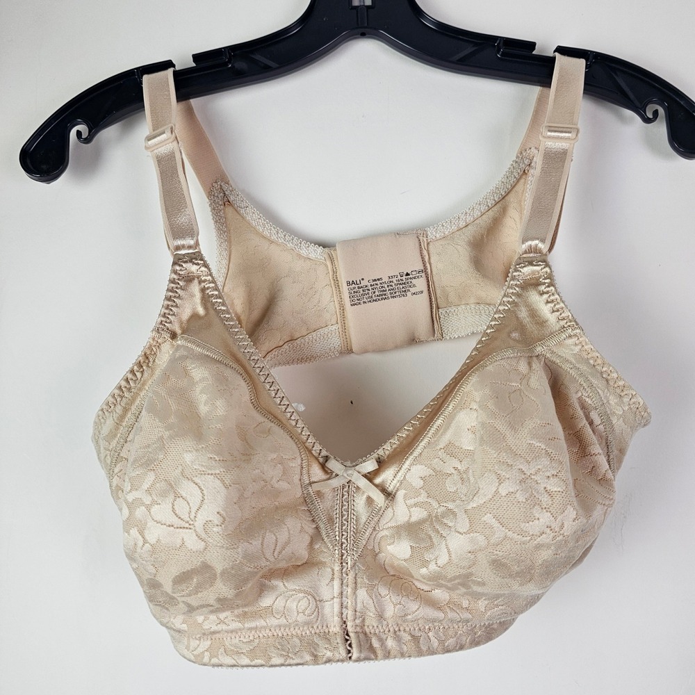 Bali Double Support Wirefree Bra 3372 Beige Floral Lace Jacquard 38C